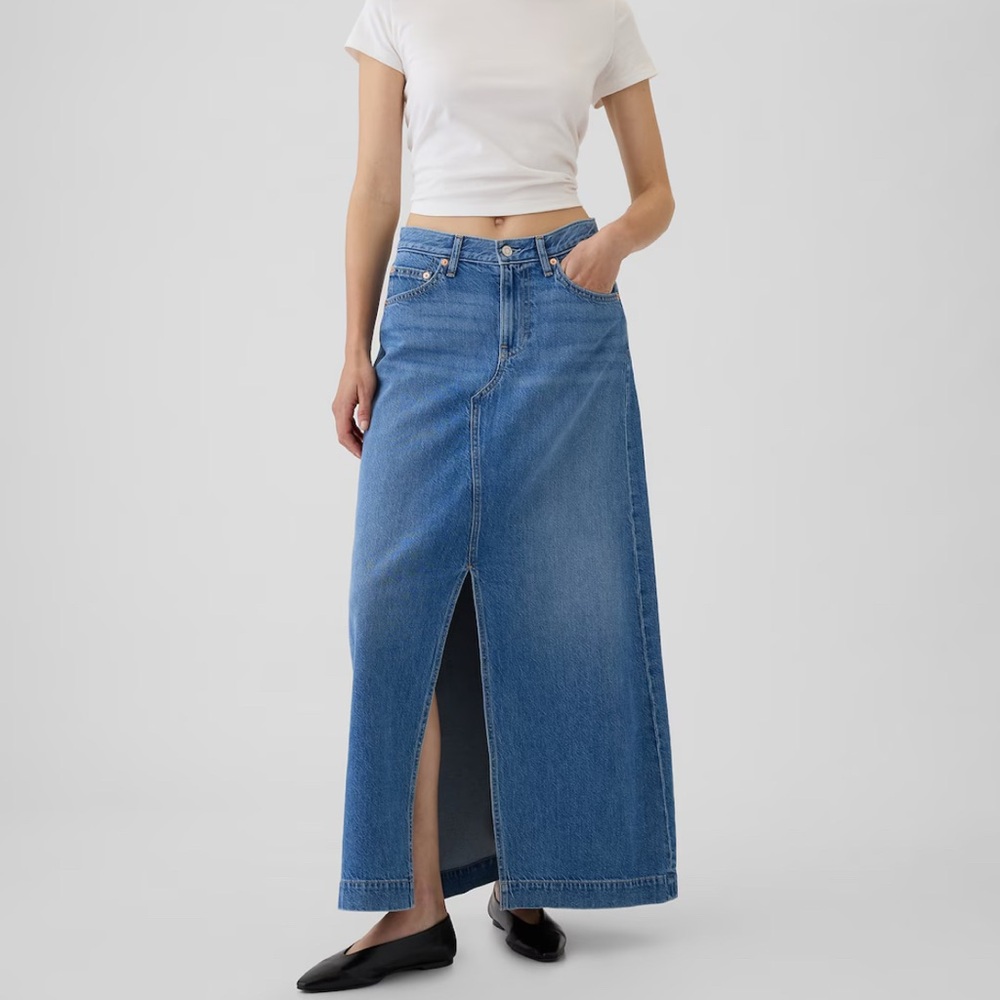GAP UltraSoft Denim Maxi Skirt Size 10T~NWT